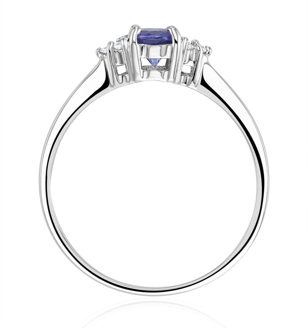 Tanzanite 0.35CT And Diamond 9K White Gold Ring