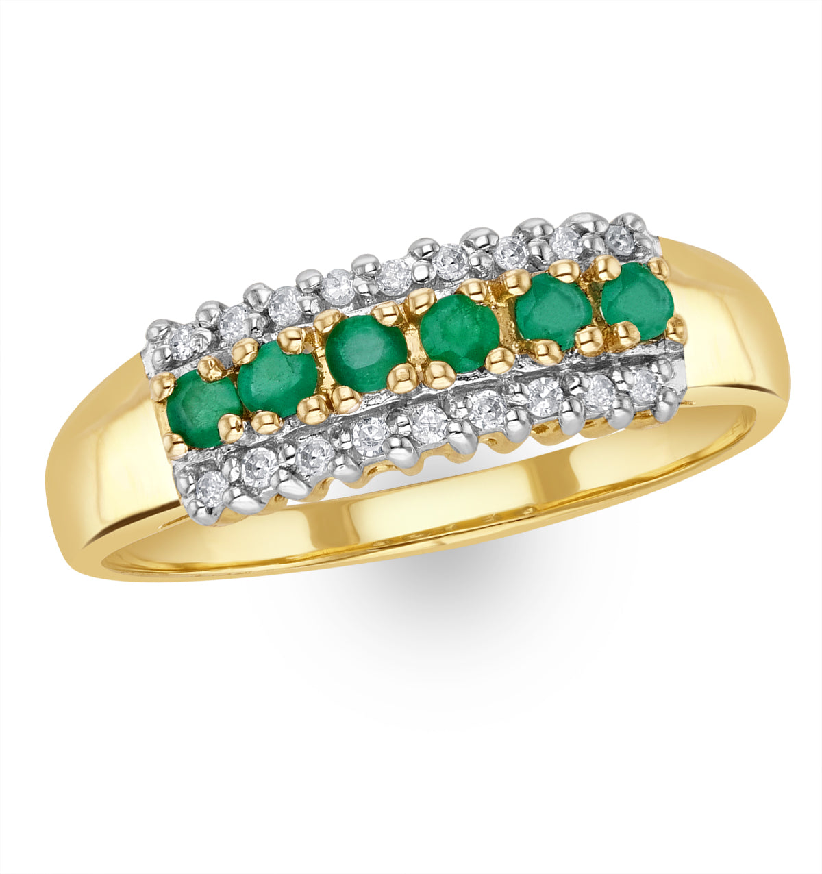 Emerald 0.38ct And Diamond 9K Gold Ring