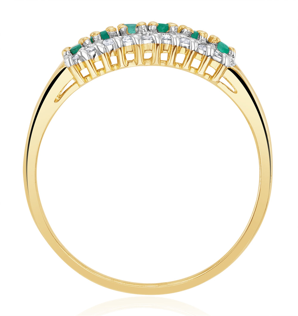 Emerald 0.38ct And Diamond 9K Gold Ring