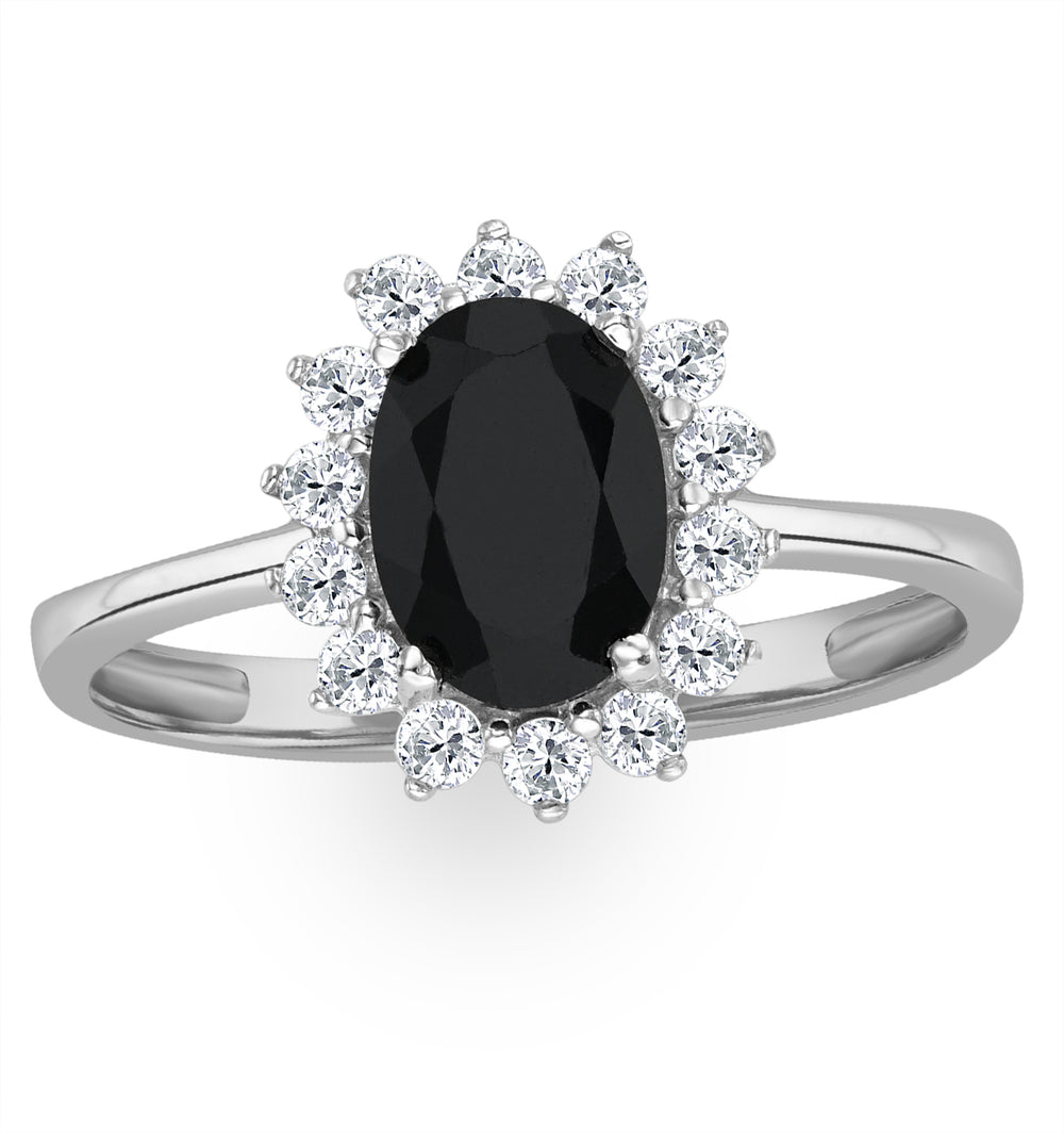 Sapphire 0.90ct And Diamond 9K White Gold Ring
