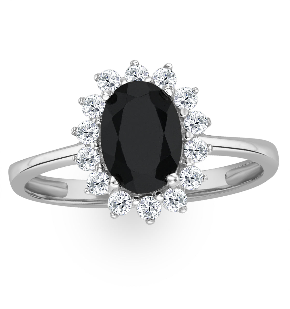 Sapphire 0.90ct And Diamond 9K White Gold Ring