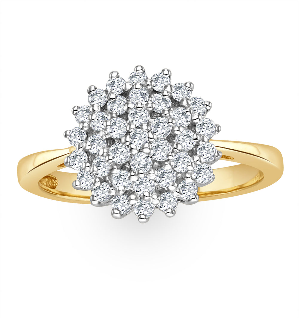 9K Gold Diamond Cluster Ring 0.50ct - E5607