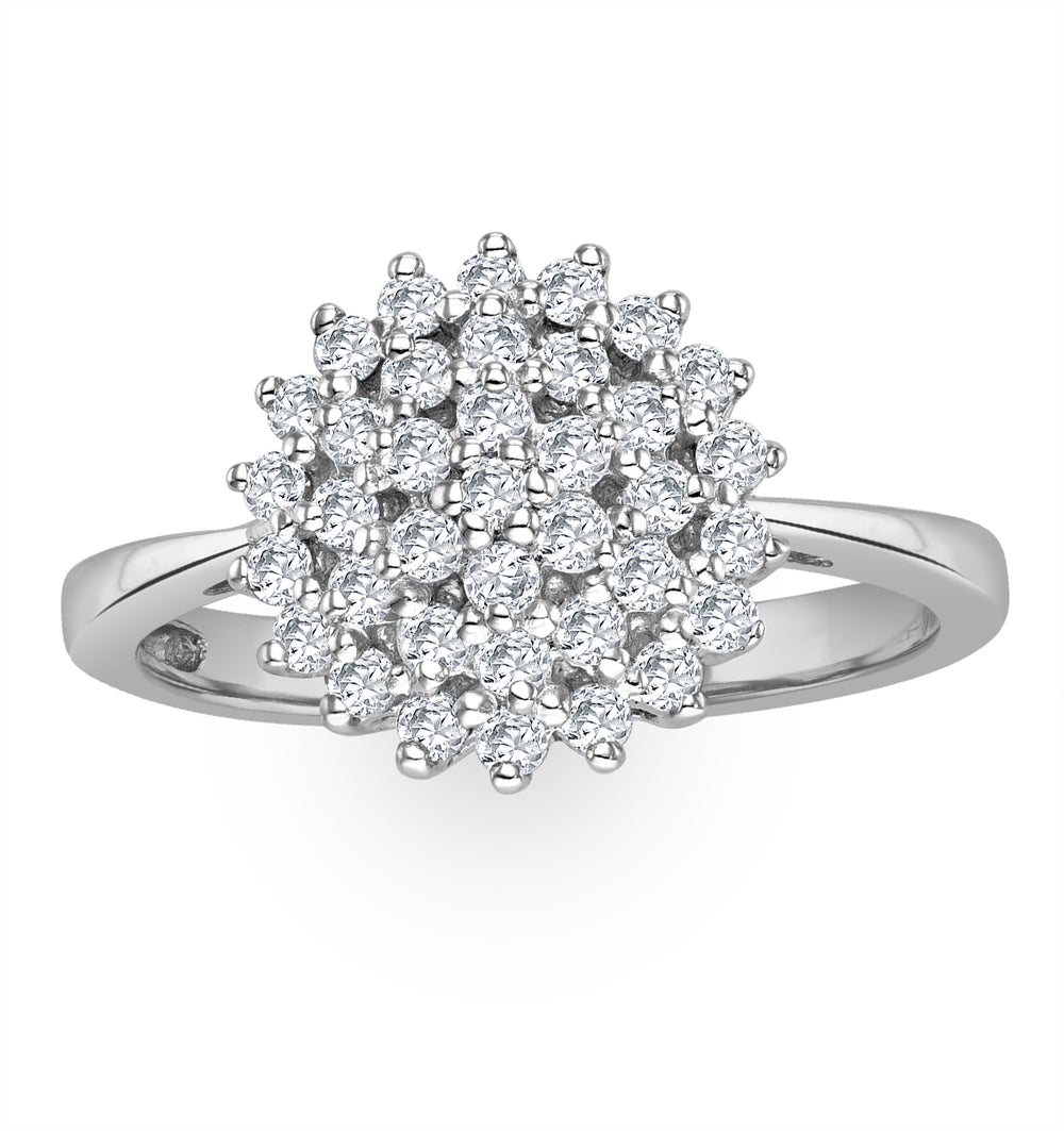 Cluster Lab Diamond Ring 0.33ct H/Si Set In 925 Silver