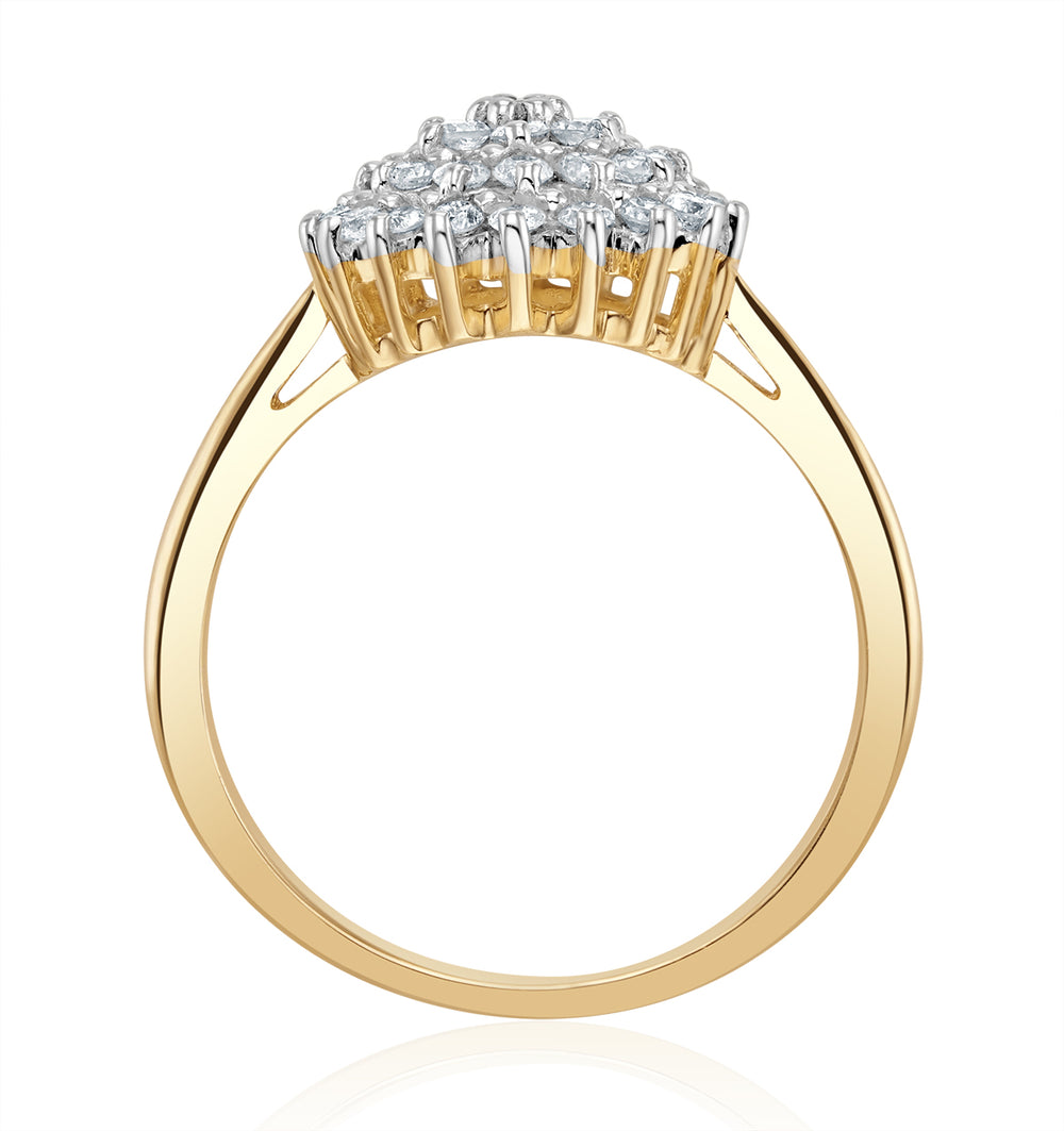 9K Gold Diamond Cluster Ring 0.50ct - E5607