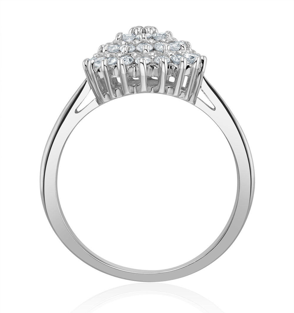 Cluster Lab Diamond Ring 0.33ct H/Si Set In 925 Silver