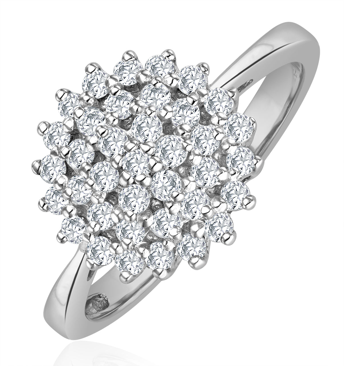 Cluster Lab Diamond Ring H/Si Set In 925 Silver