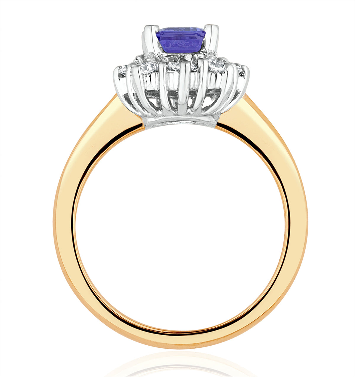 Tanzanite 7 x 5mm And Diamond 0.50ct 18K Gold Ring FET24-V