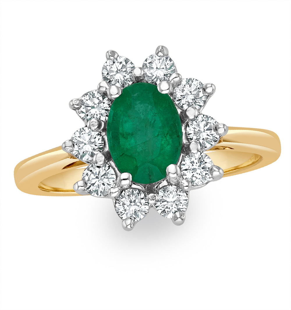 Emerald 0.70ct And Diamond 0.50ct 18K Gold Ring