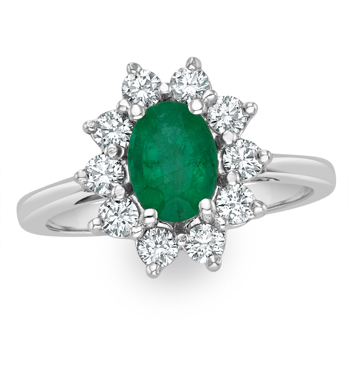 Emerald 0.70ct And Diamond 18K White Gold Ring FET25-GY