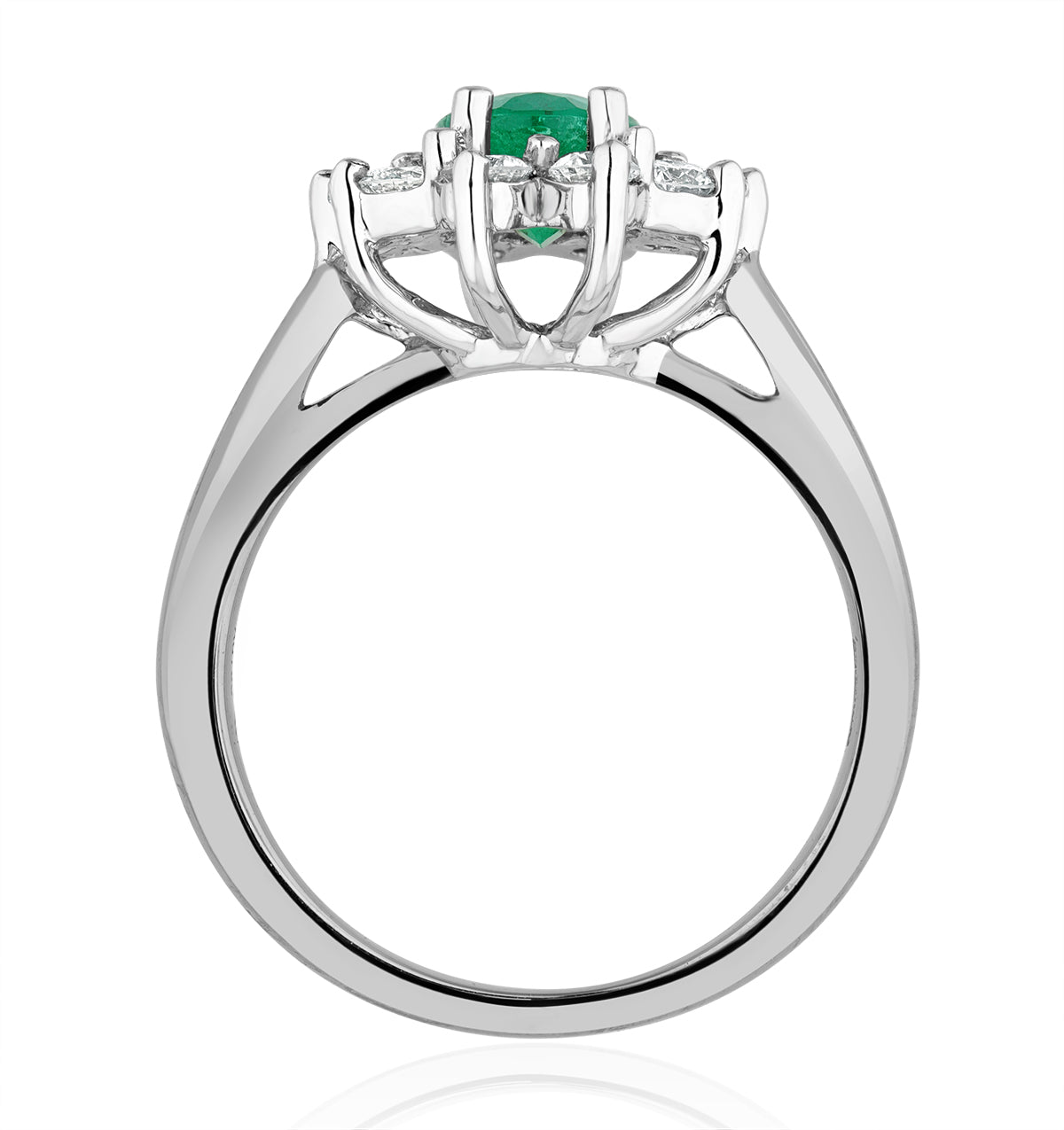 Emerald 0.70ct And Diamond 18K White Gold Ring FET25-GY