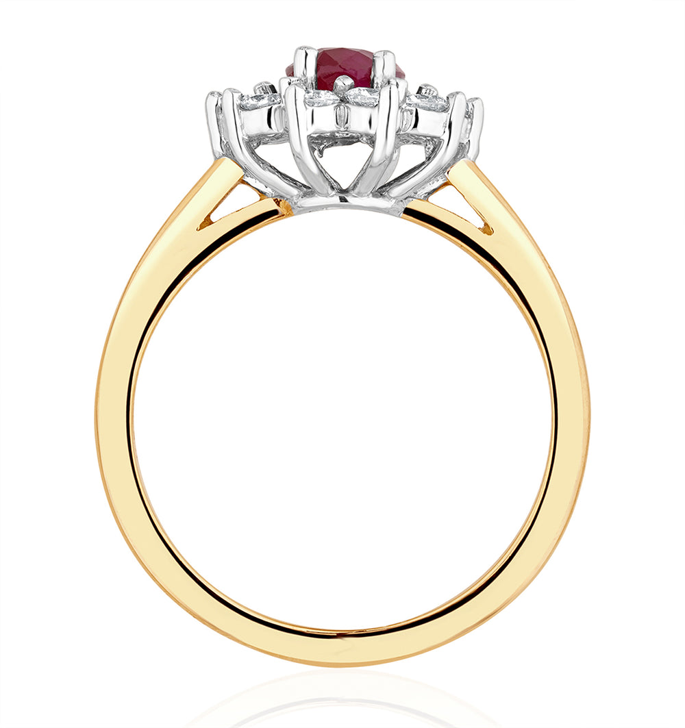 Ruby 1.15ct And Diamond 0.50ct 18K Gold Ring FET25-T