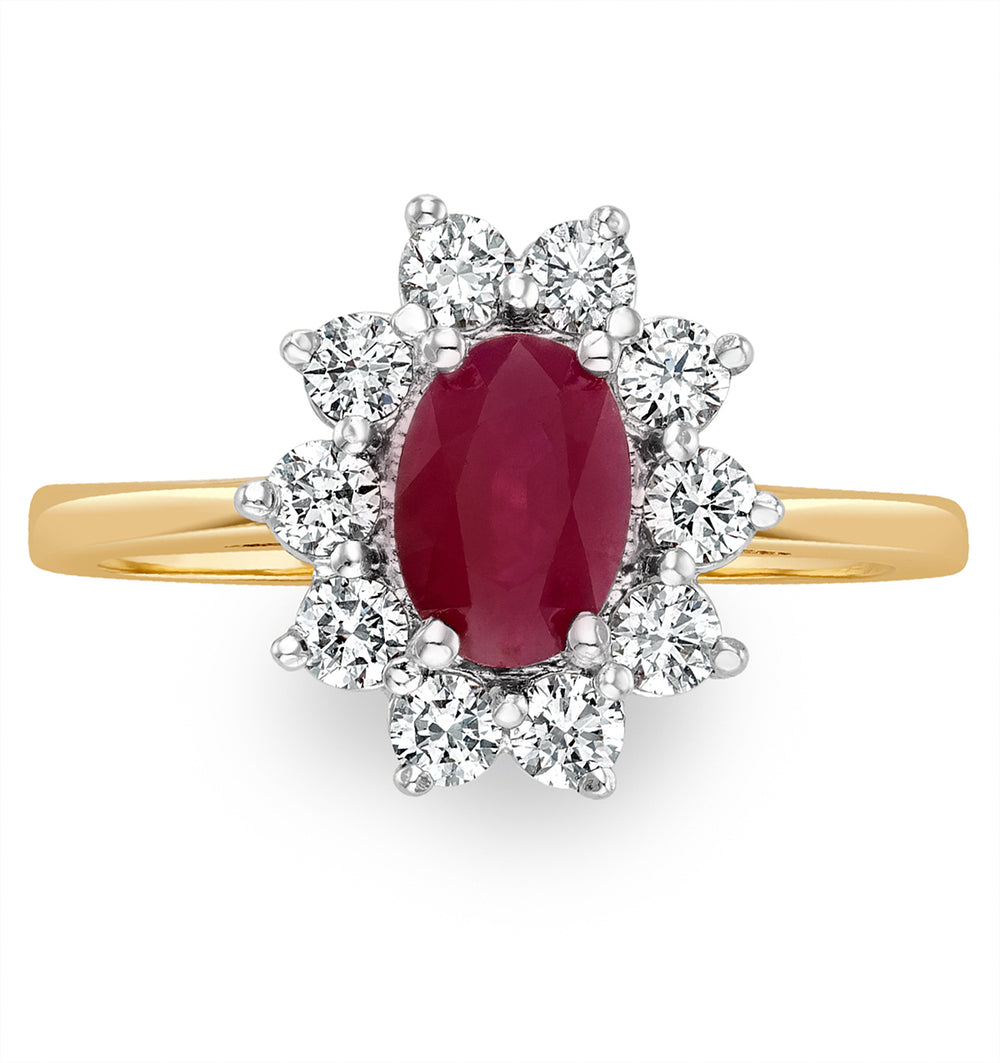Ruby 1.15ct And Diamond 0.50ct 18K Gold Ring FET25-T