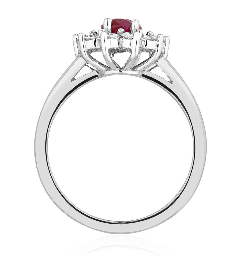 Ruby 1.15ct And Diamond 0.50ct 18K White Gold Ring