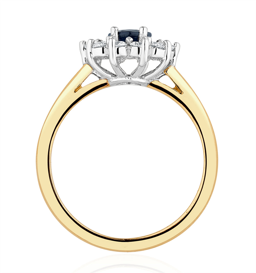 Sapphire 0.80ct And Diamond 0.50ct 18K Gold Ring