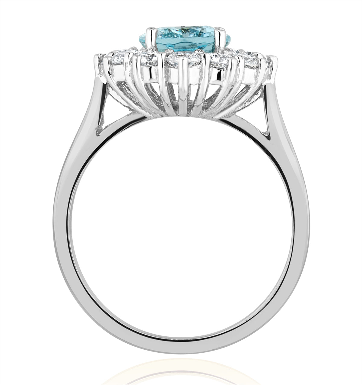 Aquamarine 1.7ct and Diamond 1.00ct Cluster Ring in 18K White Gold