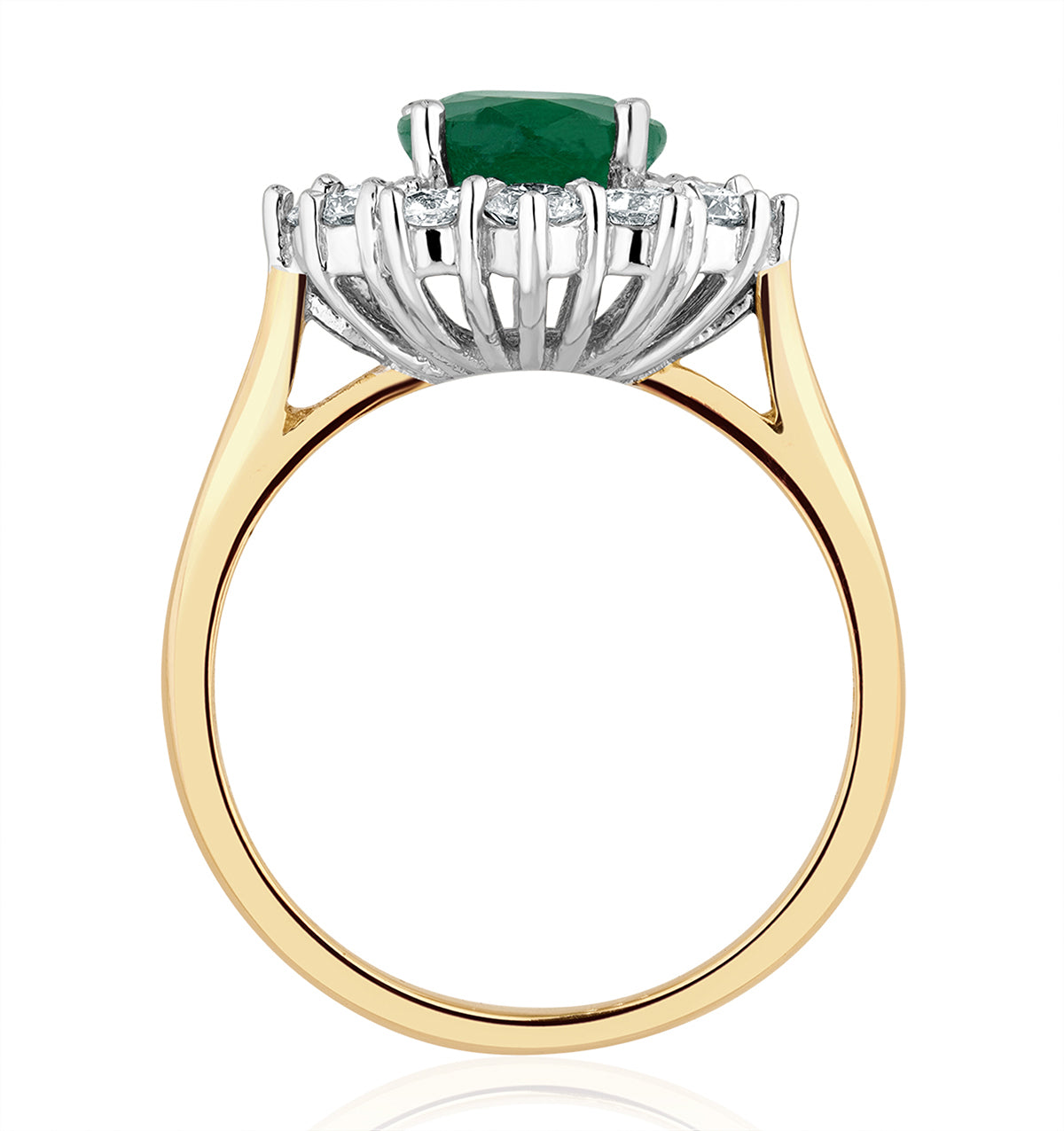 Emerald 1.95CT And Lab Diamond 1.00ct Cluster Ring Set in Platinum
