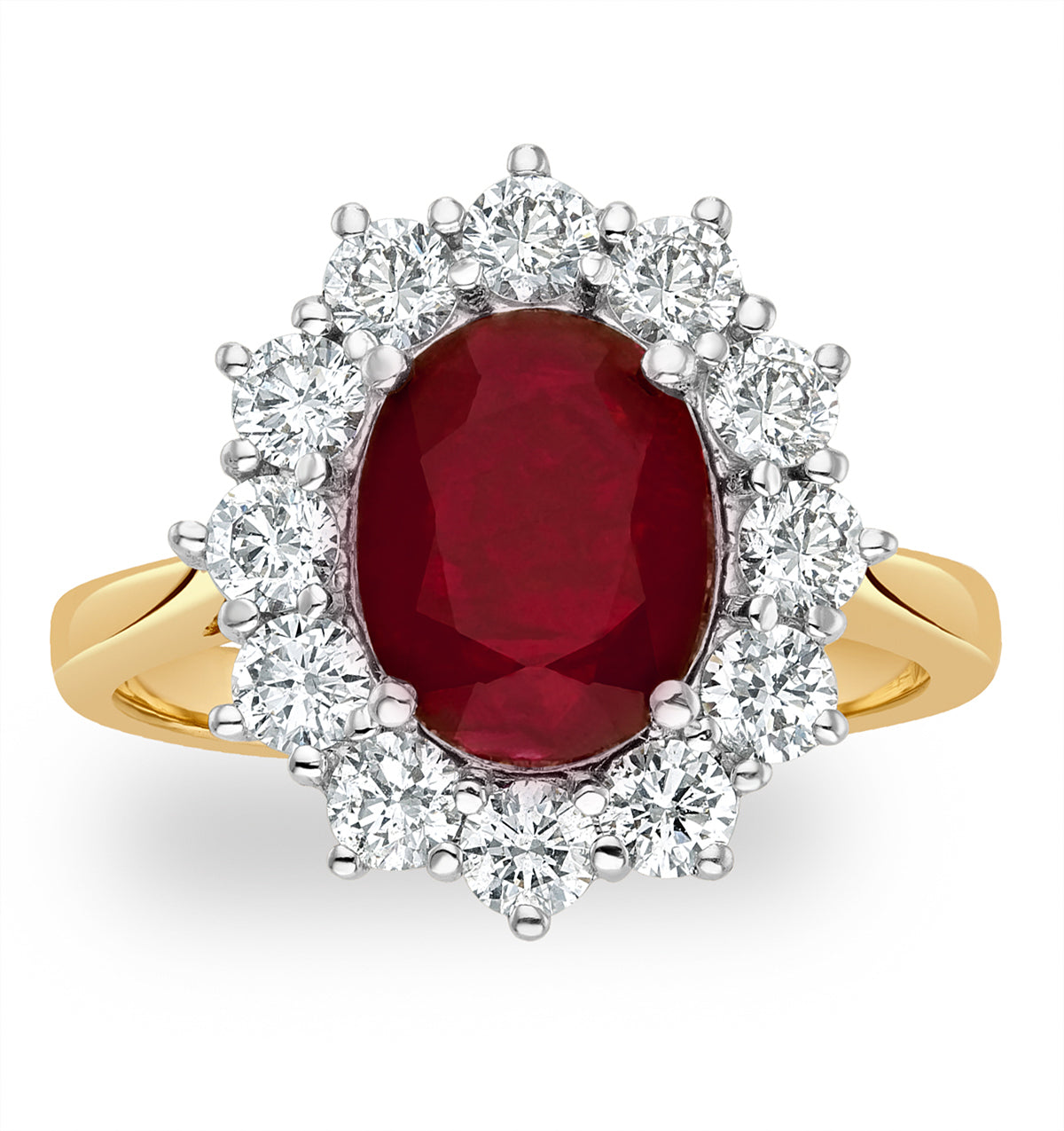 Ruby 2.40ct And Diamond 1.00ct Cluster Ring in 18K Gold