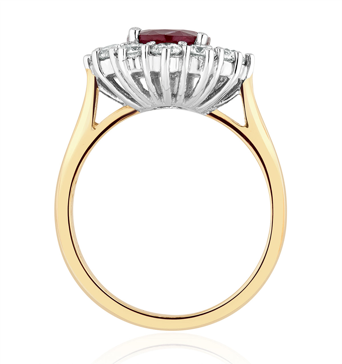 Ruby 2.40ct And Lab Diamond 1.00ct Cluster Ring in 18K Gold