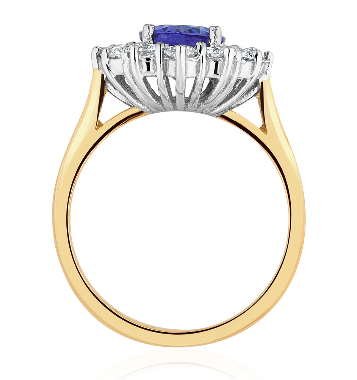 Tanzanite 1.7ct And Lab Diamond 1ct Cluster Ring in 18K Gold