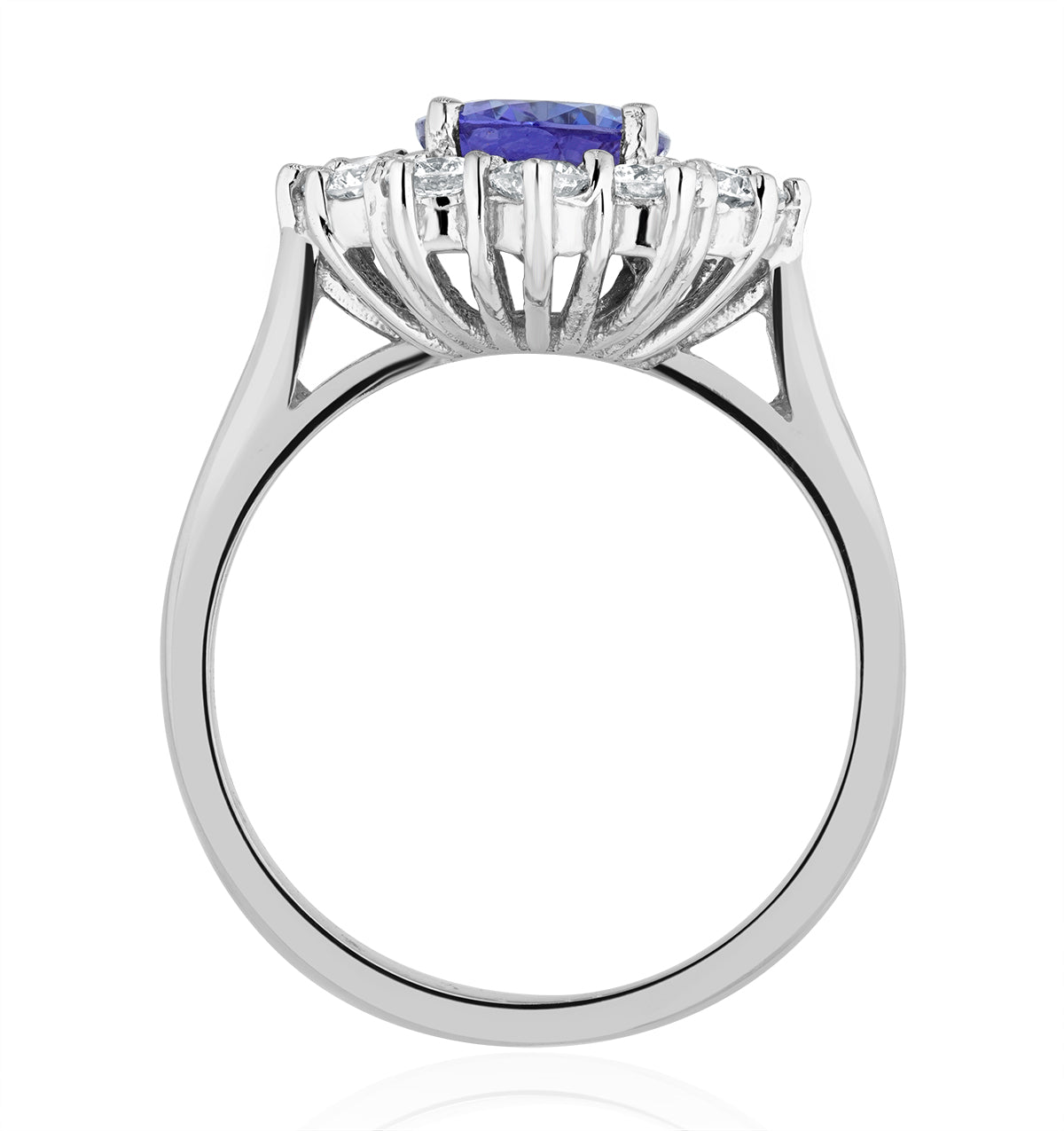 Tanzanite 1.7ct And Diamond 1ct Cluster Ring in 18K White Gold