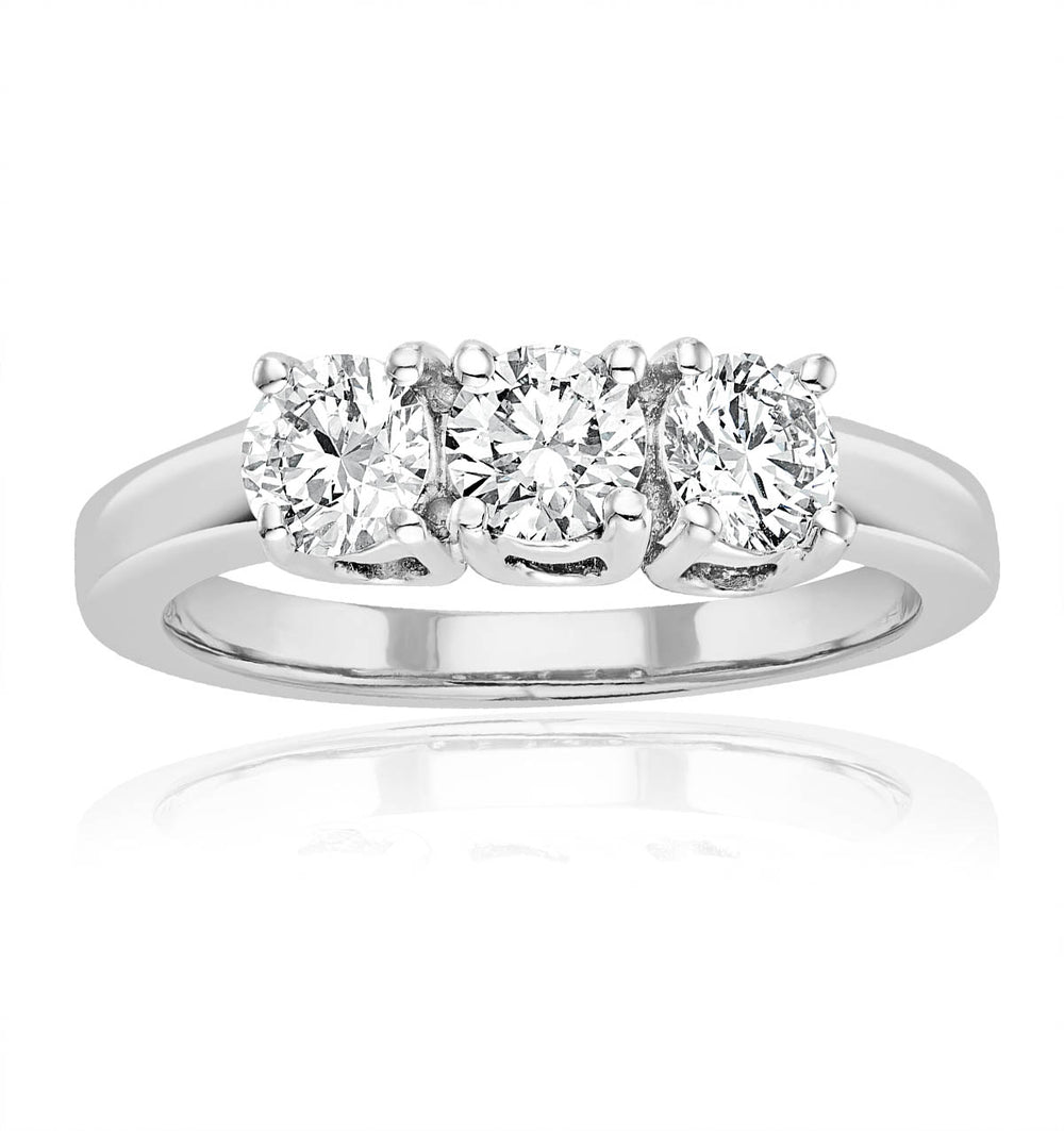 Chloe 18K White Gold 3 Stone Diamond Ring 1.00CT