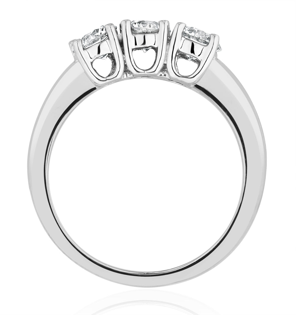 Chloe 3 Stone Trilogy Lab Diamond Ring 1.00CT F/VS in 18K White Gold