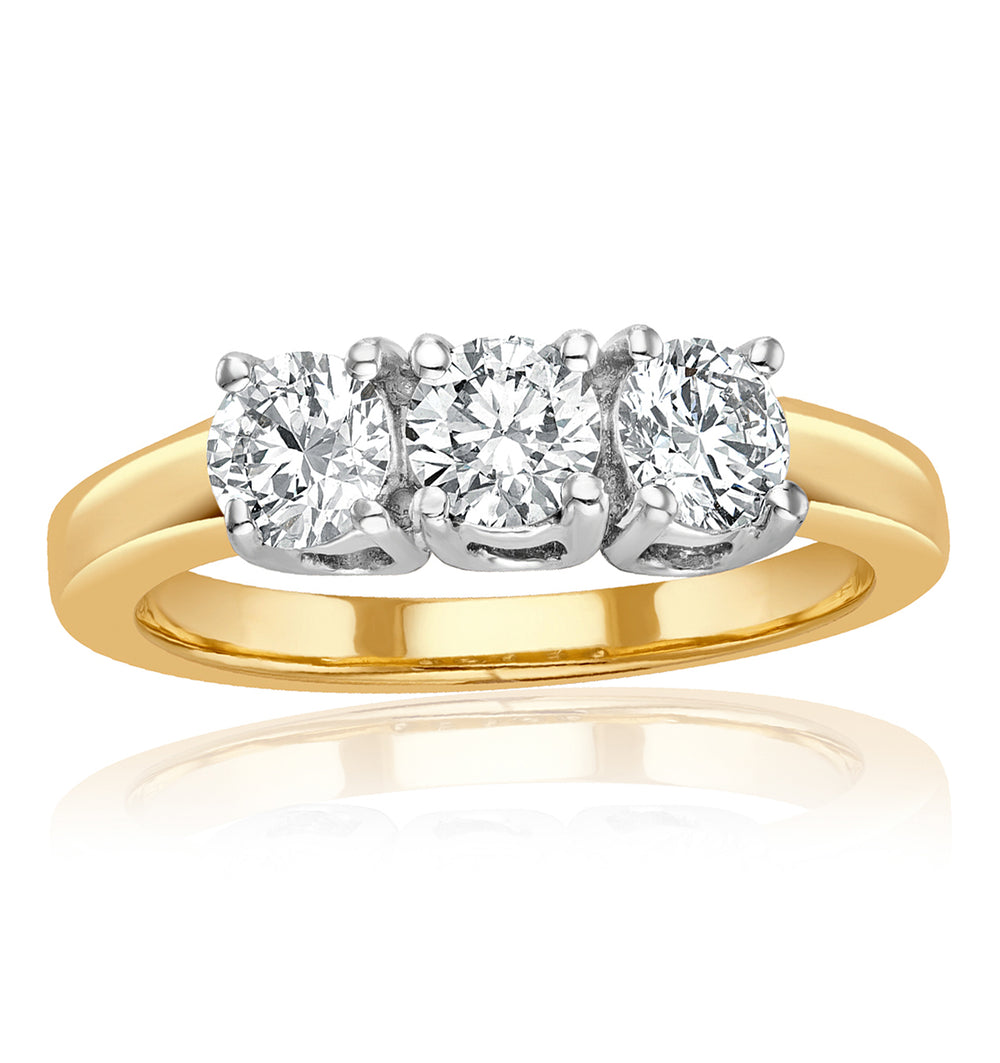 Chloe 3 Stone Trilogy Lab Diamond Ring 1.00CT F/VS in 18K Gold