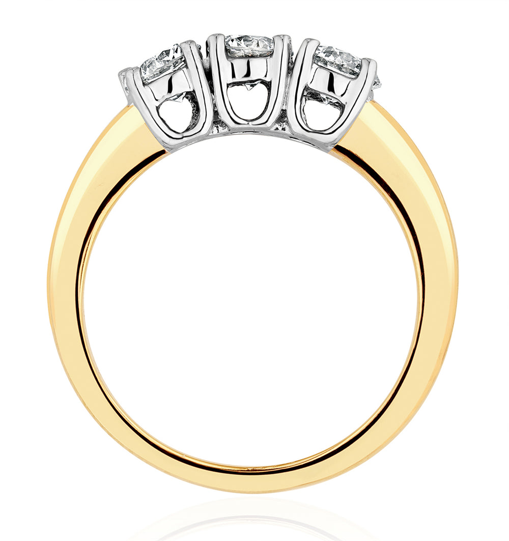Chloe 3 Stone Trilogy Lab Diamond Ring 1.00CT F/VS in 18K Gold