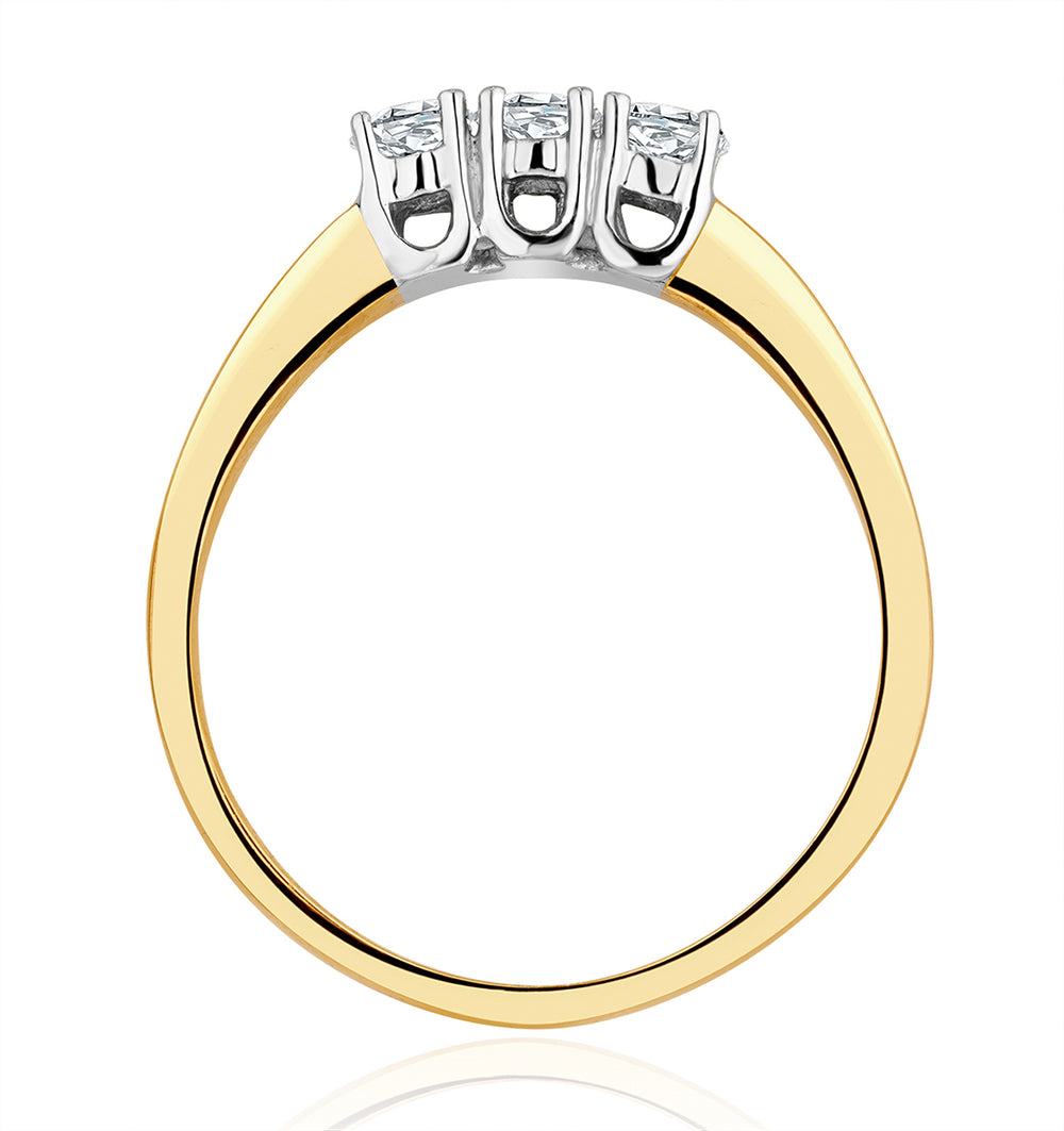 Chloe 18K Gold 3 Stone Lab Diamond Ring 0.50CT H/SI