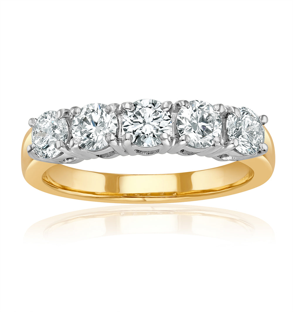 Chloe 18K Gold 5 Stone Lab Diamond Eternity Ring 1.00CT G/VS
