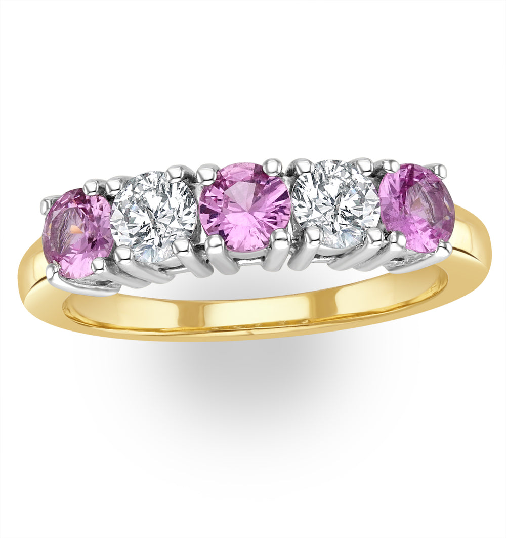 Pink Sapphire 0.90ct and Diamond Ring 0.40ct 18K Gold Ft26
