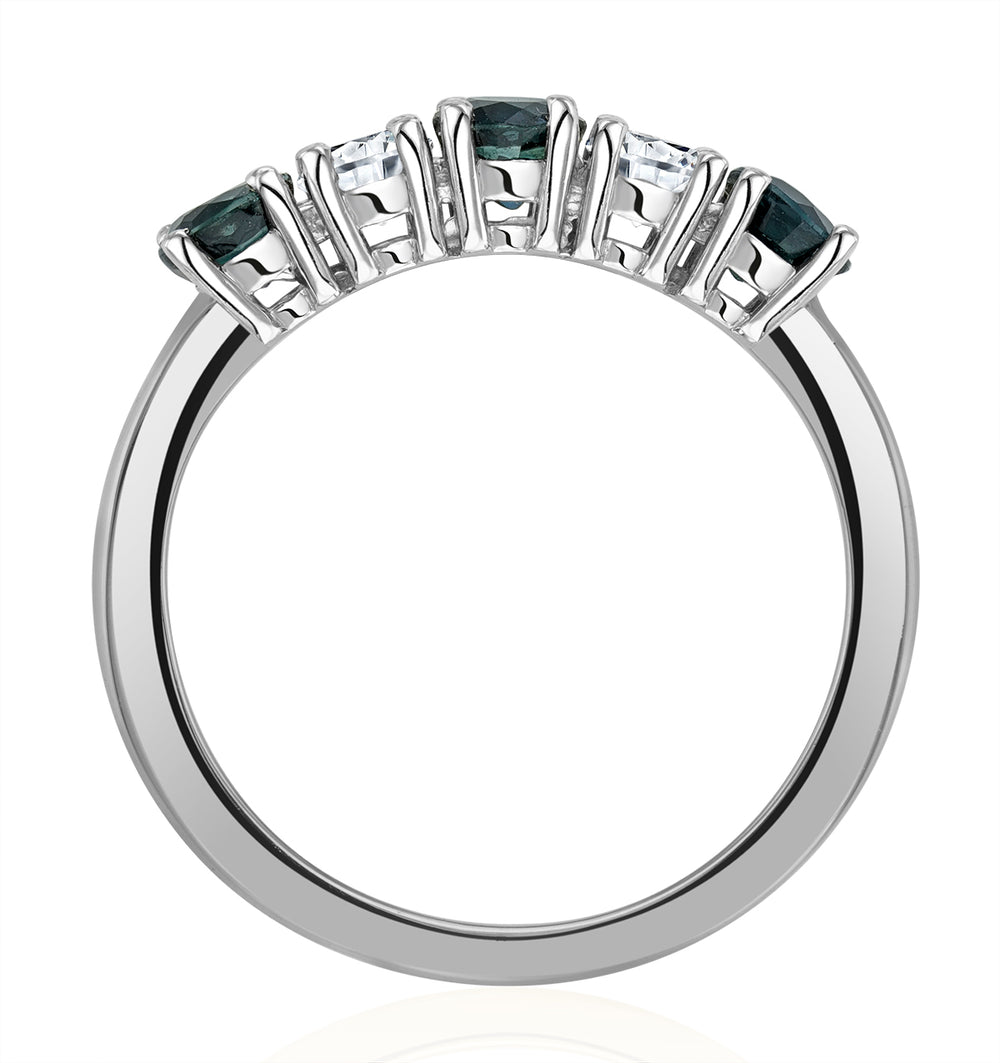 Sapphire 0.90CT and Diamond Ring 0.40CT White 18K Gold FT26
