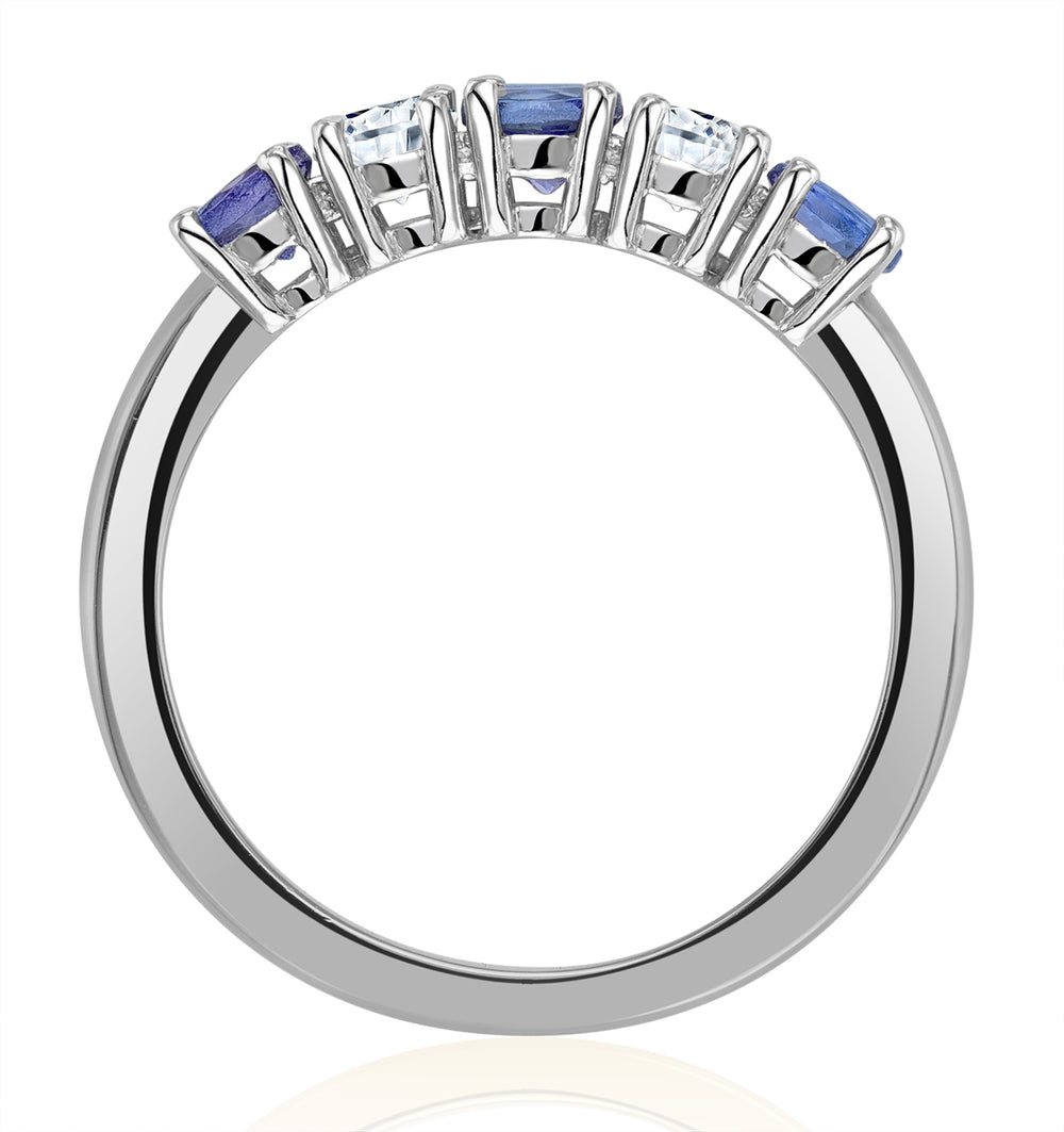 Tanzanite 0.75CT and Diamond Ring 0.40CT 18K White Gold FT26