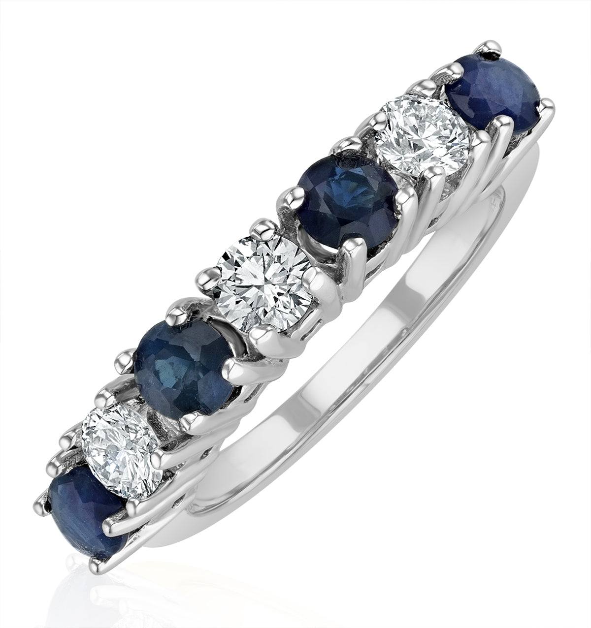 Sapphire 1CT and Diamond Ring 0.50CT 18K White Gold FT32