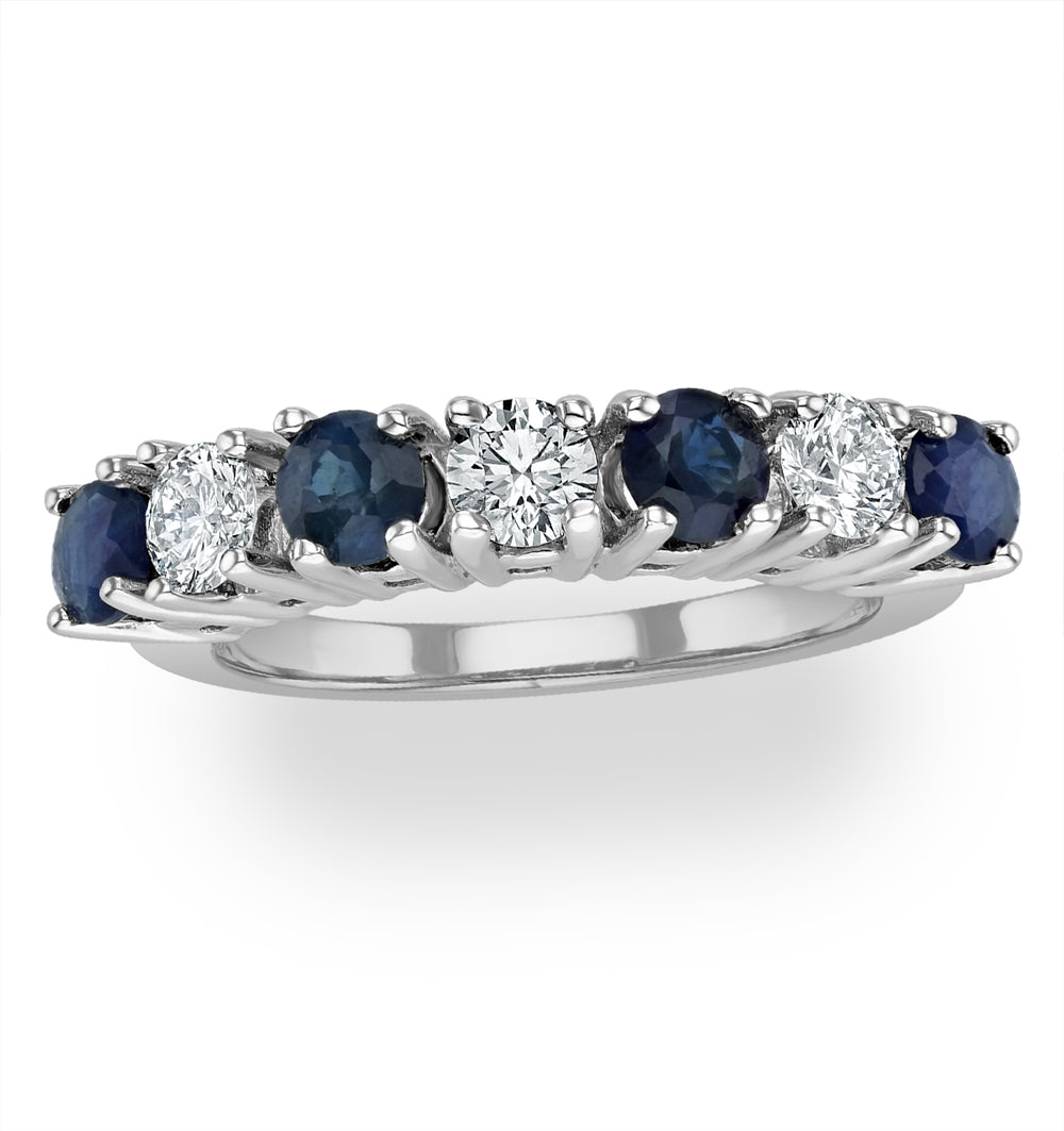 Sapphire 1CT and Diamond Ring 0.50CT 18K White Gold FT32