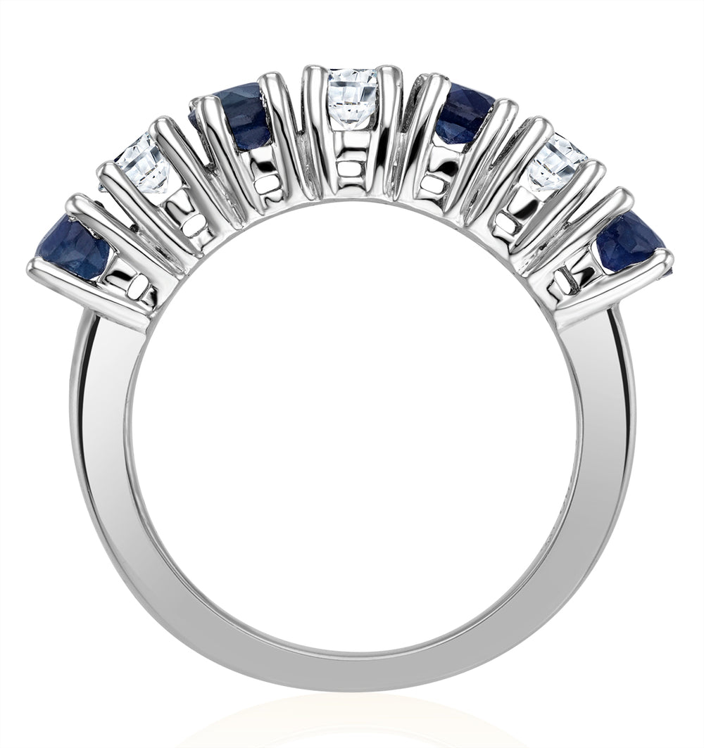 Sapphire 1CT and Diamond Ring 0.50CT 18K White Gold FT32