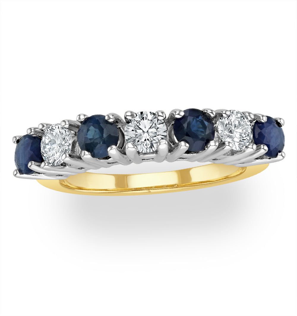Sapphire 1CT and Diamond Ring 0.50CT 18K Gold FT32