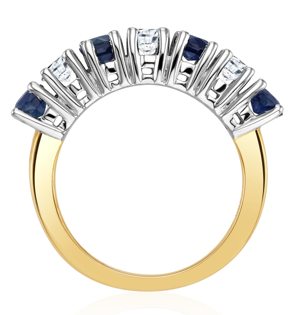 Sapphire 1CT and Diamond Ring 0.50CT 18K Gold FT32