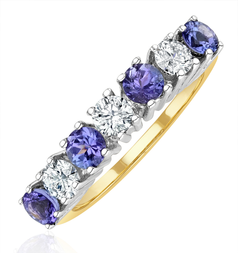 Tanzanite 0.70CT and Diamond Ring 0.50CT 18K Gold FT32