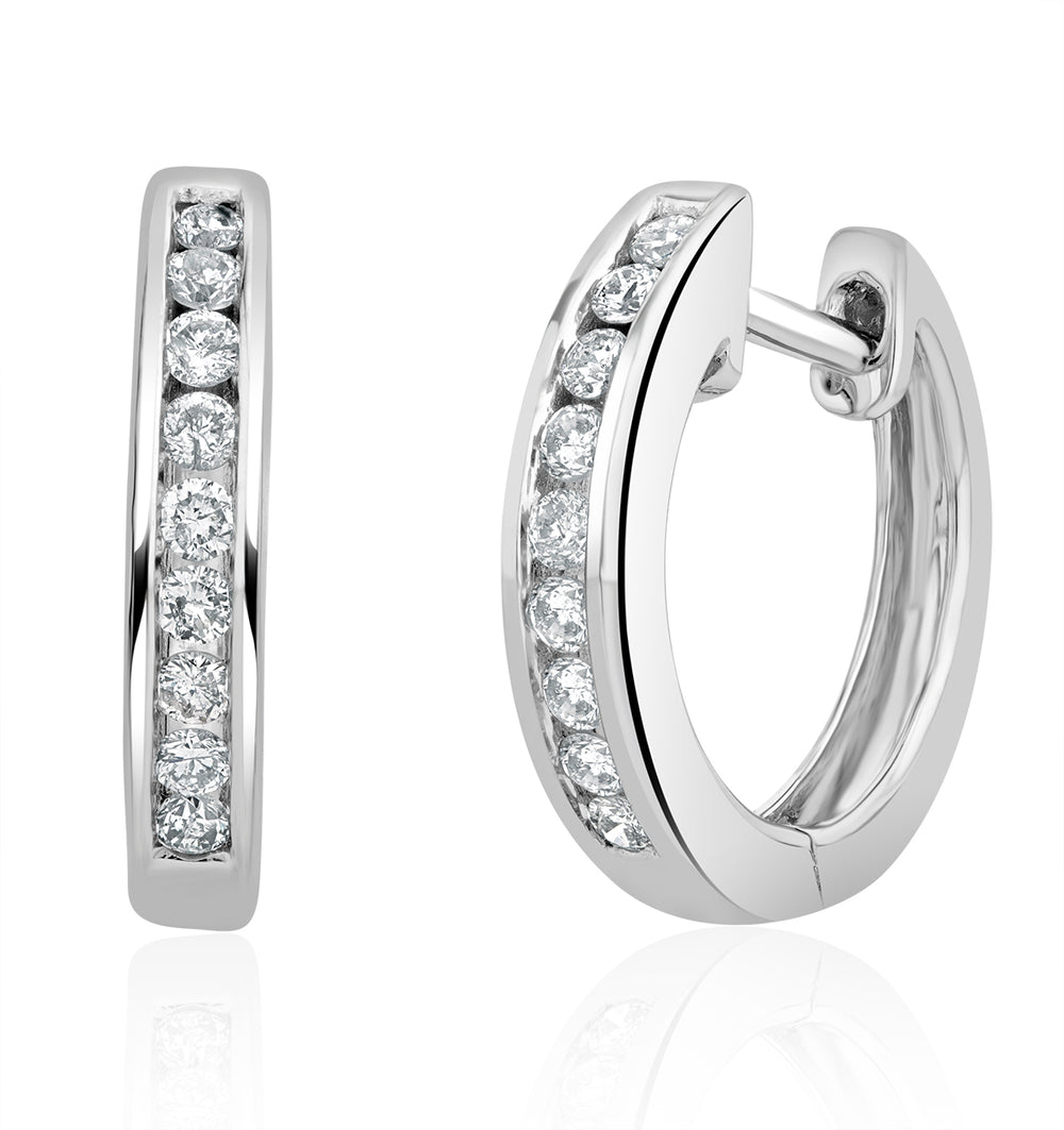 Diamond Huggie Earrings 0.20ct 9K White Gold