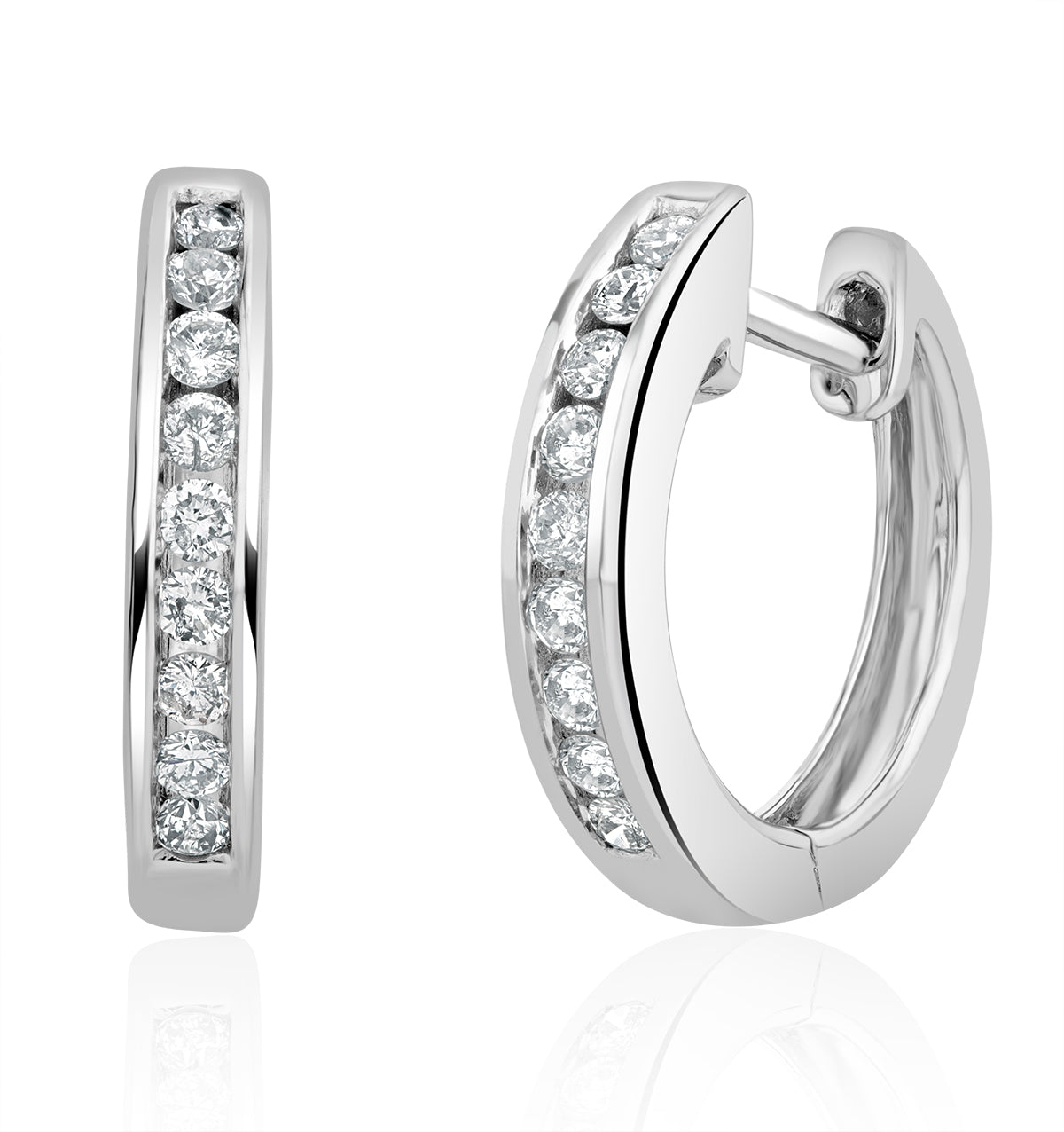Diamond Huggie Earrings 0.20ct 9K White Gold