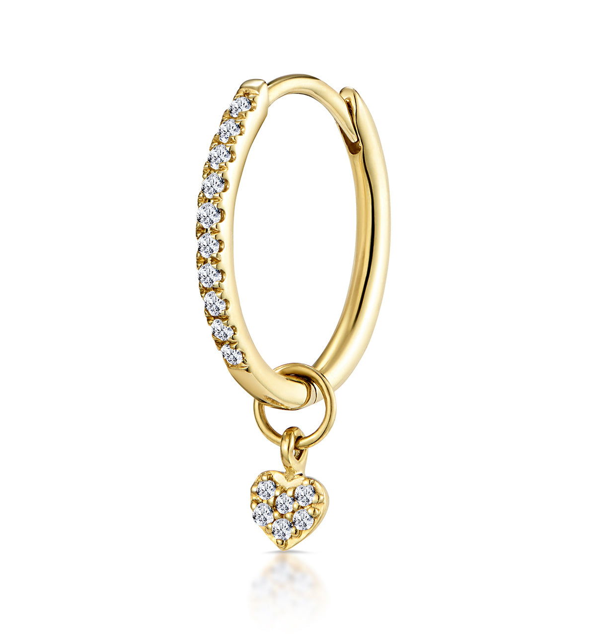 SINGLE Stellato Huggie Heart Charm Earring 0.11ct 9K