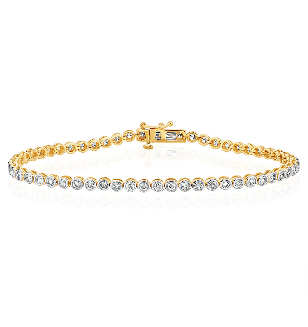 Diamond Tennis Bracelet Rubover Style 2.00ct 9K Gold