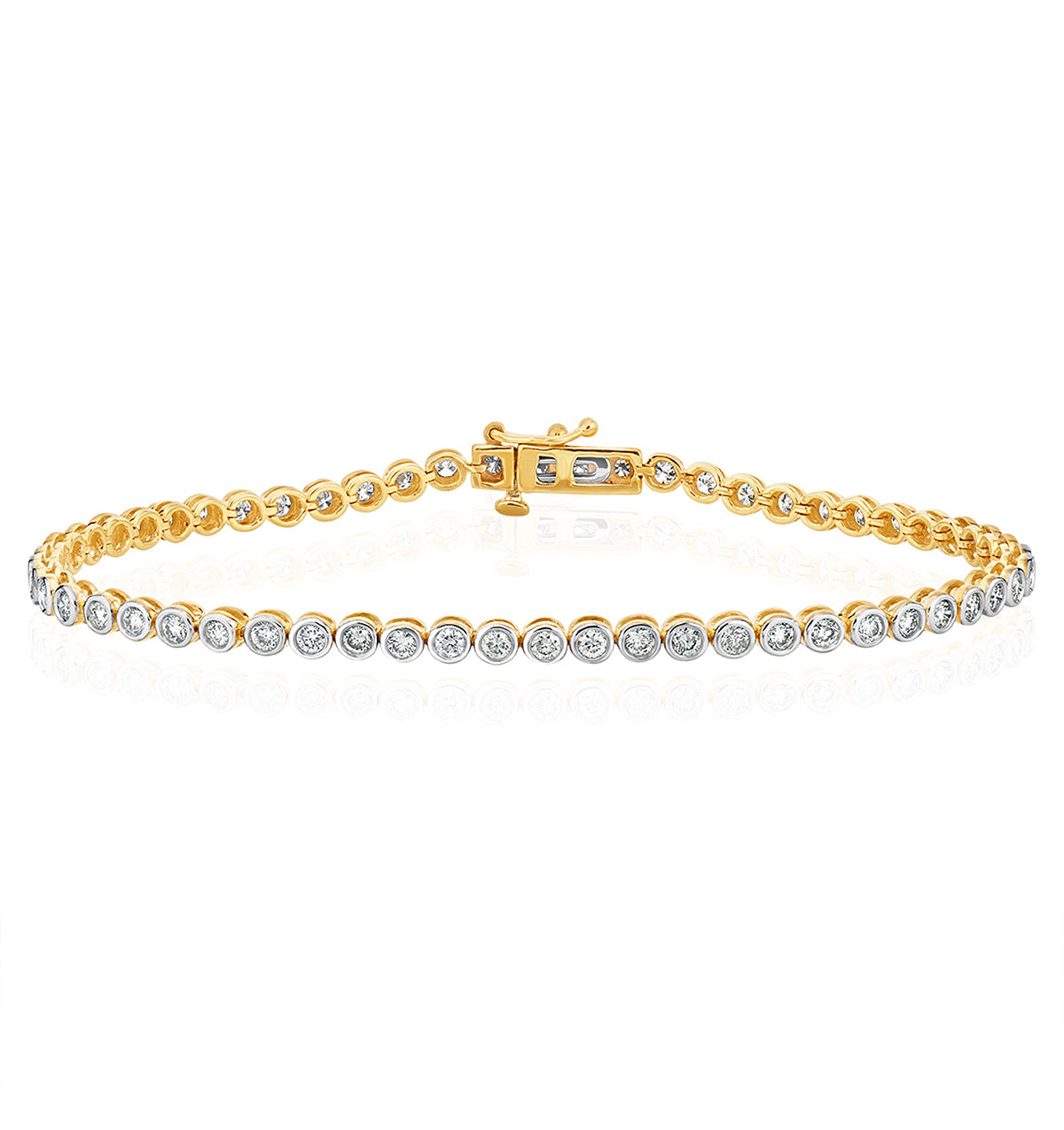 Diamond Tennis Bracelet Rubover Style 2.00ct 9K Gold
