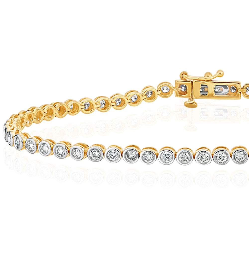 Diamond Tennis Bracelet Rubover Style 2.00ct 9K Gold
