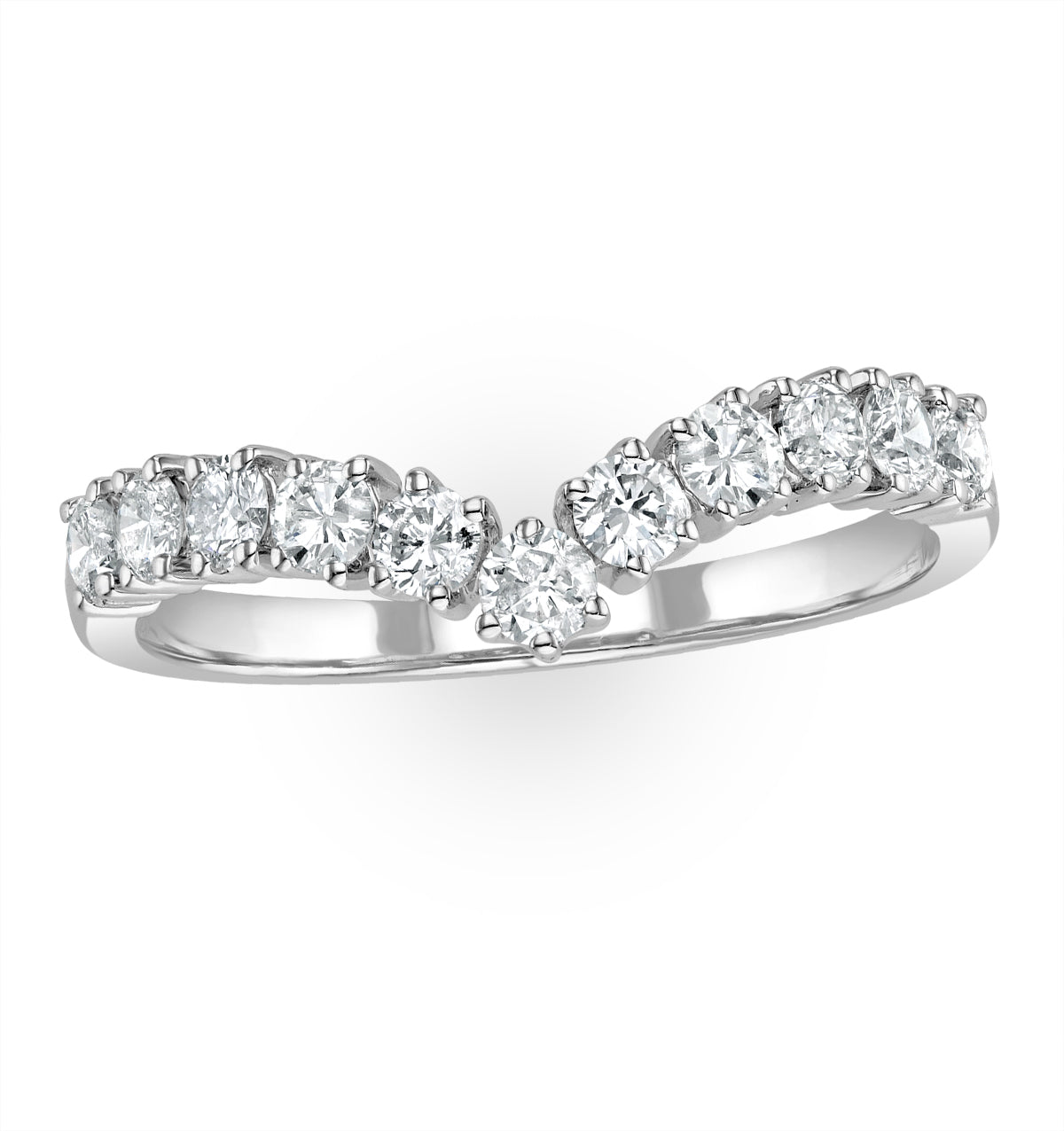 Diamond Wishbone Ring 0.70ct in 18K White Gold