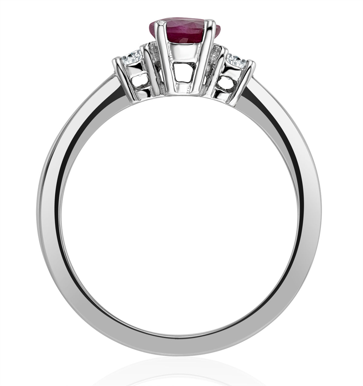 18K White Gold Diamond Ruby Ring 7 x 5mm Oval - N4334Y