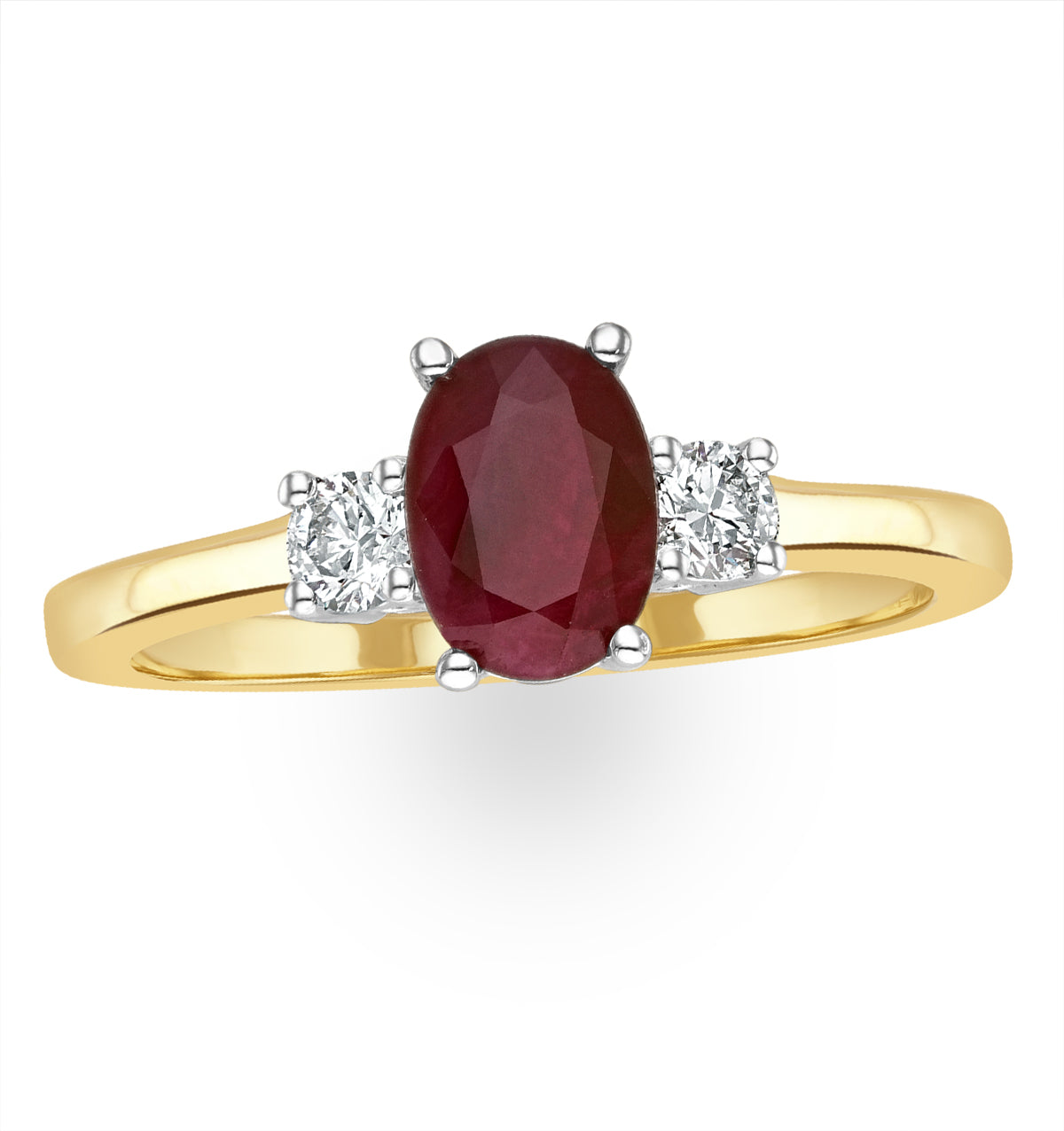 Ruby 7 x 5mm And Diamond 18K Gold Ring