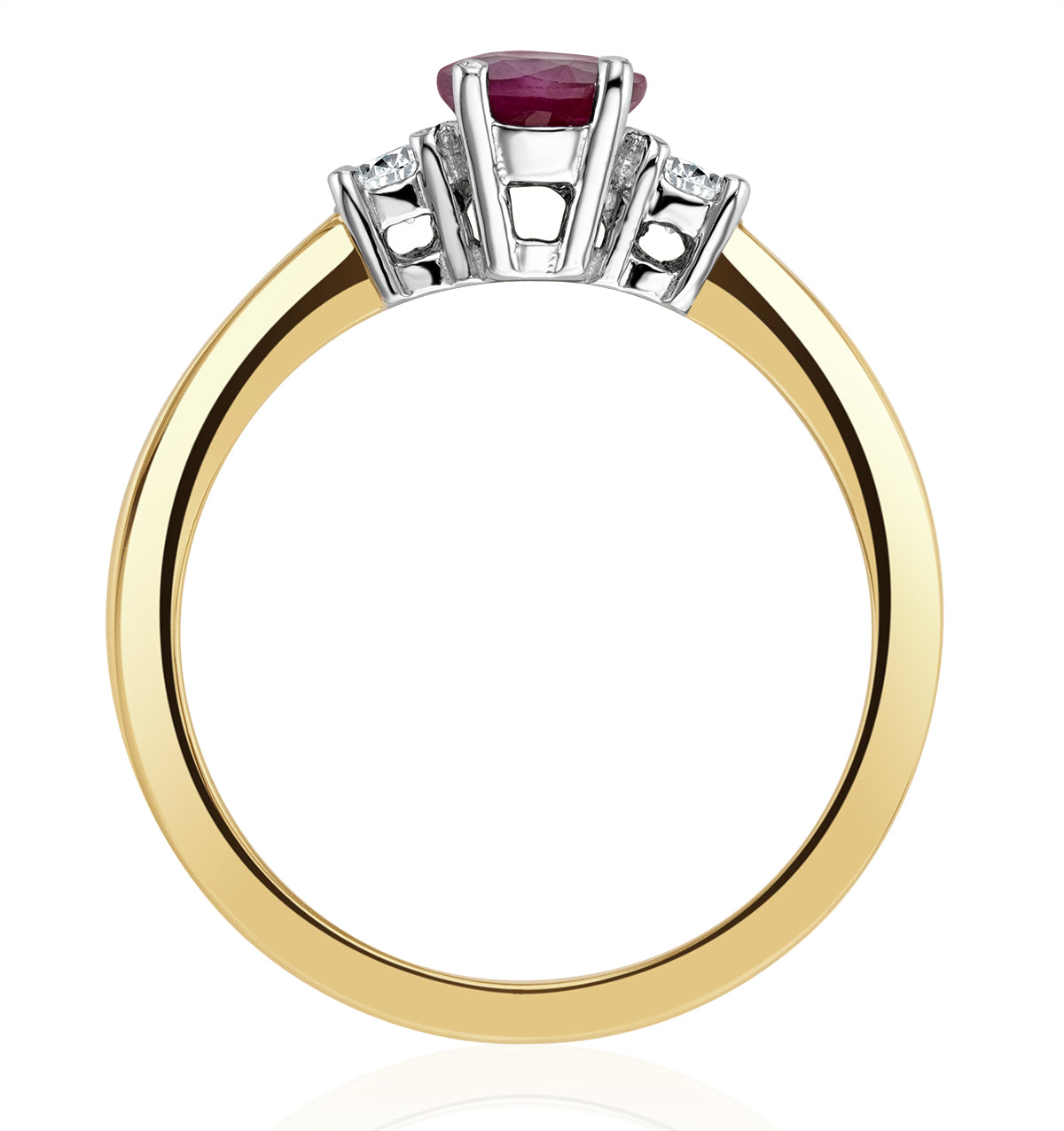 Ruby 7 x 5mm And Diamond 18K Gold Ring