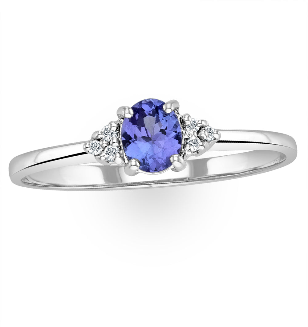 Tanzanite 0.35ct And Diamond 18K White Gold Ring